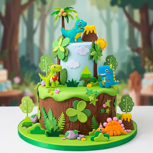 Vista 3 de Knana - 21 decoraciones de dinosaurio para tartas de dinosaurio para baby
