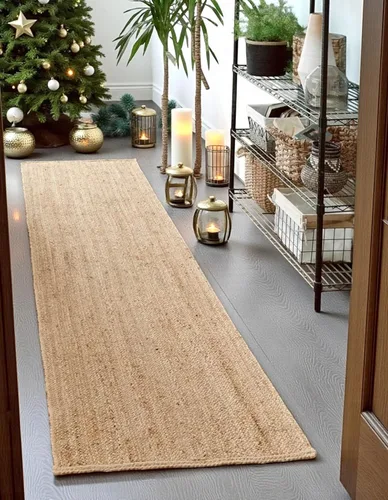 Vista 9 de MDS® 1 alfombra de área trenzada de yute tejida a mano de 2 x 3 pies, rectangular, alfombra decorativa reversible de arpillera 100% natural
