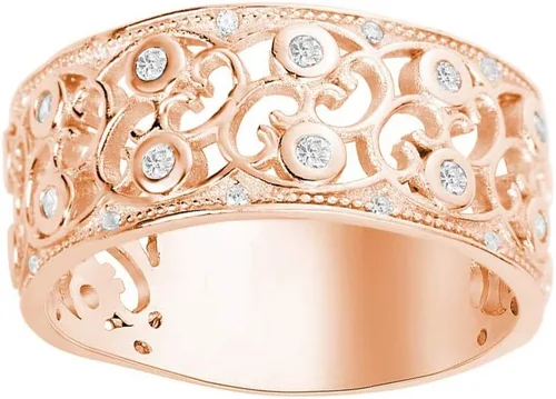 Vista 2 de CloseoutWarehouse Anillo de plata de ley con circonita cúbica transparente y filigrana (viene en colores)