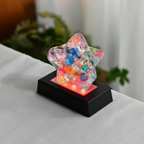 Vista 5 de IFOLAINA Base de luz LED, soporte de exhibición rectangular multicolor para arte de cristal, pedestal iluminado que cambia de color, pequeña base