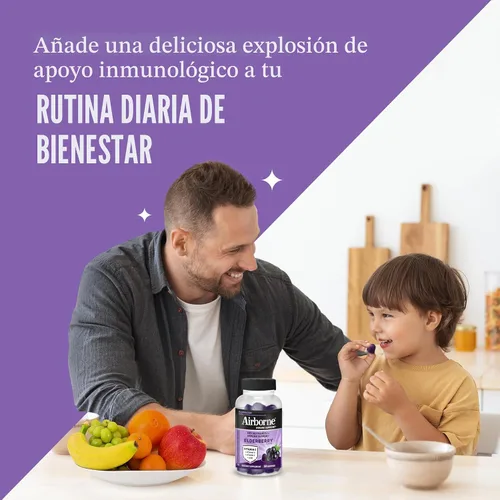 Vista 5 de Airborne - Gomitas de saúco + zinc y vitamina C para adultos, suplemento para fortalecer el sistema inmunológico con vitaminas D y zinc
