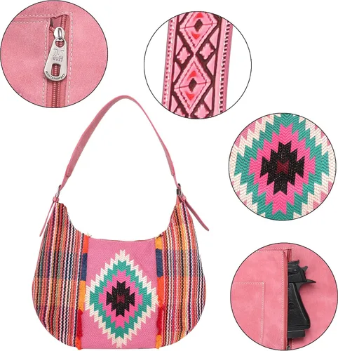 Vista 4 de Montana West Aztec Tapestry Collection - Bolso de mano oculto para mujer