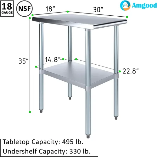 Vista 3 de Mesa de trabajo de acero inoxidable, mesa de metal
