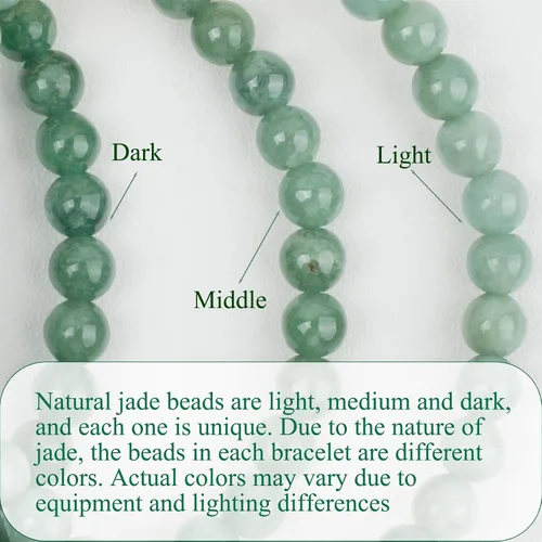 Vista 6 de Fengshui Pulsera de riqueza verde Pulsera de jade real para mujer Atrae pulseras adineradas afortunadas