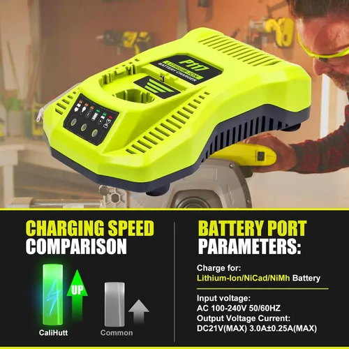 Vista 3 de 【Actualización】 Cargador de repuesto para cargador Ryobi de 18 V P117 compatible con Ryobi 12V-18V One+ batería de litio NiCad NiMh P102 P108 P189