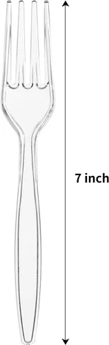 Vista 7 de Tenedores de plástico resistentes, suministros desechables transparentes para fiestas, paquete de 80