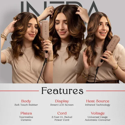 Vista 4 de INFRA Plancha plana de cerámica iónica, plancha de pelo infrarroja de 2 pulgadas, lo mejor para todo tipo de cabello, alisador profesional 2 en 1