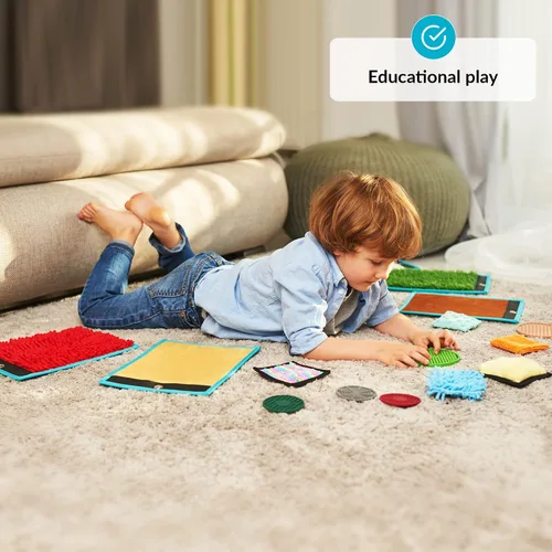 Vista 6 de ODOXIA Alfombrillas sensoriales para niños autistas Azulejos sensoriales para niños Mates, discos y bolsas de frijoles Panel de pared