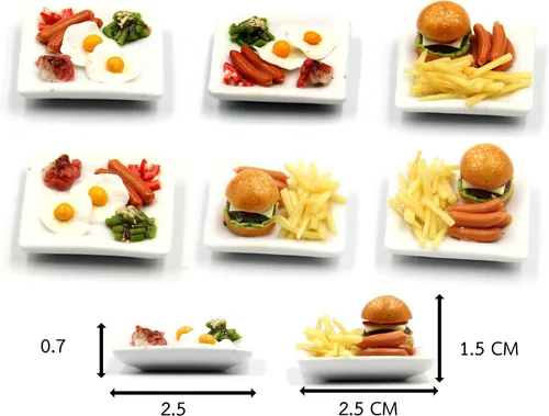 Vista 6 de Set de desayuno surtido de 10 variados – Alimentos en miniatura, comida pequeña para decoración de casa de muñecas, casa de muñecas, diorama