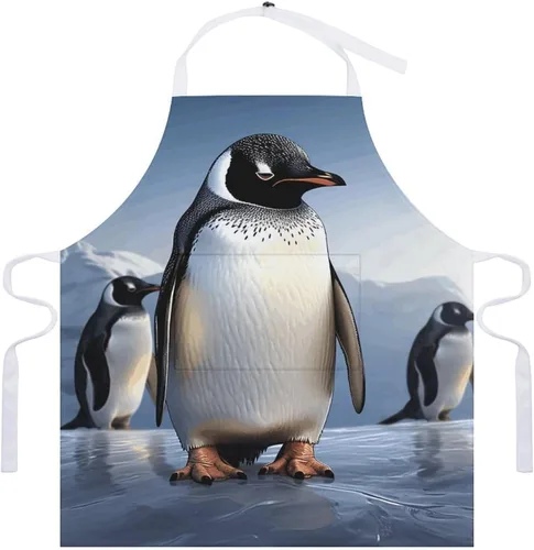 Vista 7 de Personalized Penguin Adult Apron, Kitchen Cooking Aprons for Woman Man, Adjustable Bib Apron with Pocket for Baking, BBQ Crafting Outdoors, Dining