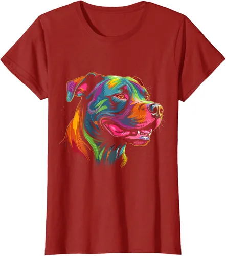 Vista 71 de Pit Bull Mom Dog Lover Colorido Artistic Pitbull Owner - Camiseta para mujer, Negro