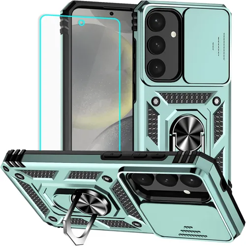 Vista 27 de HNHYGETE Funda para Samsung A13 5G, Galaxy A13 5G con protector de pantalla, soporte giratorio de grado militar de 360° (resistente), fundas Negro