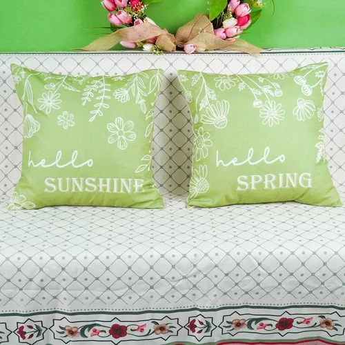 Vista 2 de ONWAY Juego de 2 fundas de almohada primaverales de 18 x 18 pulgadas, decoración floral de Hello Spring, para exteriores, patio, funda de cojín