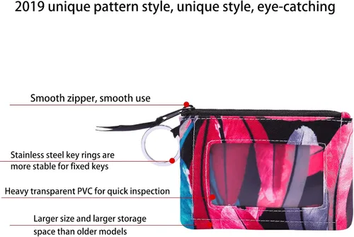 Vista 5 de Foryee - Cartera con cremallera y ventana para identificación hecha de lona de algodón