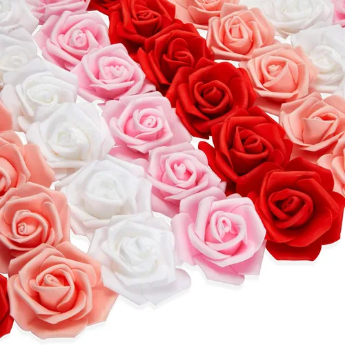 Vista 15 de Bright Creations Rosas artificiales sin tallo, flores artificiales negras para manualidades, rosas de espuma suave para arreglos de bricolaje, 200