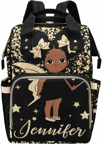 Vista 17 de Bolsa de pañales personalizada con purpurina brillante, color rosa, oro rosa, rubor, con nombre, bolsas de pañales de viaje, mochila casual