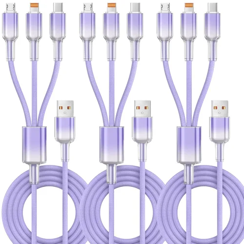 Vista 14 de Cable de carga 4 en 1 de 240 W máximo, cable USB C de carga rápida con chip E-Mark, cable USB A/C a C/Lightning, cable de carga múltiple para iPhone