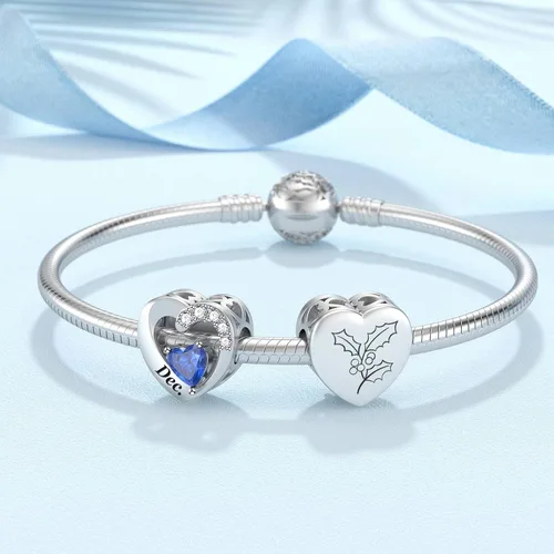Vista 23 de SEVENWELL Dijes de piedra natal con flor grabada para el mes de nacimiento, pulsera de plata de ley 925, feliz cumpleaños para mujer