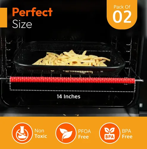 Vista 3 de Protección para estantes de horno de silicona - Protector de estante resistente al calor para estufa, protector lateral de calor para la parrilla