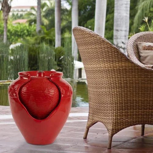 Vista 9 de Pure Garden - Fuente de agua para frascos, para interiores o exteriores, con aspecto de cerámica, función de agua de resina con bomba eléctrica