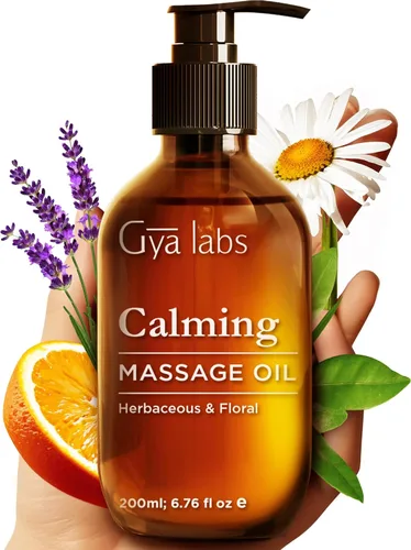 Vista 3 de Gya Labs Aceite de masaje destresante y aceite calmante para el cuerpo, juego de aceites esenciales puros de grado aromaterapia, 2 x 6.8 fl oz