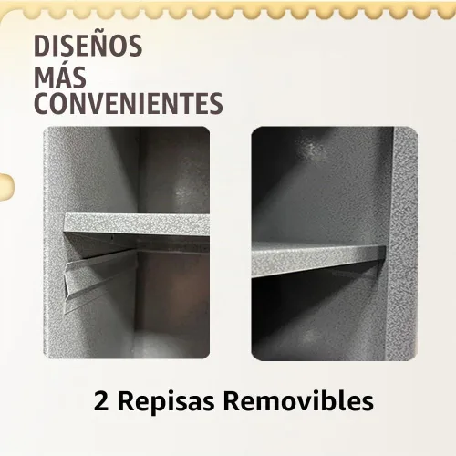 Vista 5 de Gabinete de pared de metal con puerta, 2 estantes extraíbles, armario montado en la pared con cerradura para garaje, taller, almacén