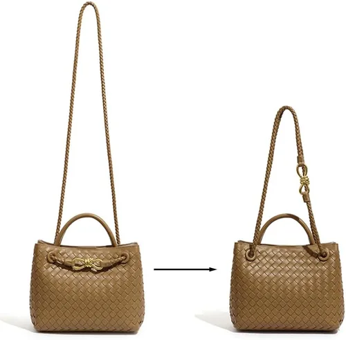 Vista 6 de URAWOW Woven Bags for Women Bowknot Small Tote Hobo Shoulder Crossbody Bags PU Leather Handwoven Satchel Woven Purse