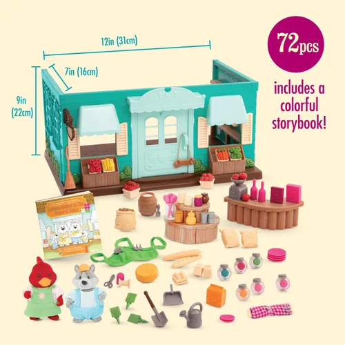 Vista 7 de Li'l Woodzeez Pass – the – Pasta Restaurant Playset – Juego de casa de muñecas de 41 piezas con mesa, bancos, comida y accesorios para juegos de rol