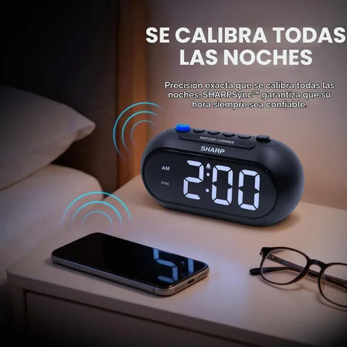 Vista 6 de Sharp SHARPSYNC - Reloj despertador automático con sincronización de tiempo