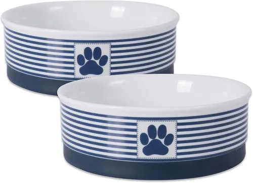 Vista 11 de Bone Dry Ceramic Stripe Paw - Cuencos para mascotas, aptos para lavavajillas, pequeños, 4.25 x 2, negro, 2