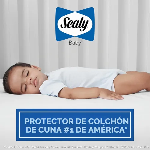 Vista 9 de Sealy Baby SafetyCase Protector de colchón impermeable transpirable para cuna, funda de cama infantil, funda de cama con cremallera, sin ruido