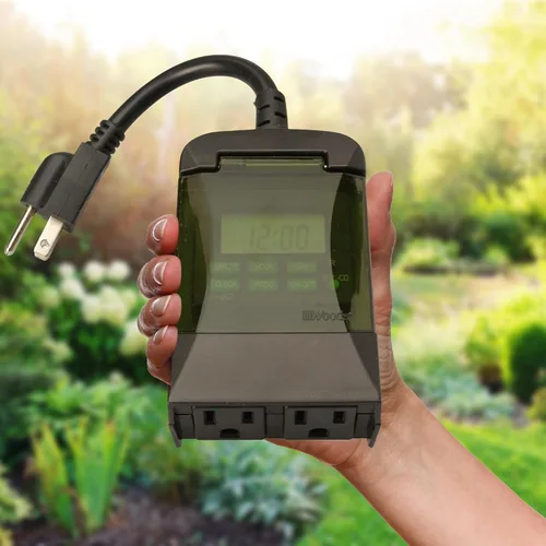 Vista 2 de Woods 50014WD Temporizador digital enchufable para exteriores de 7 días, 2 tomas de tierra