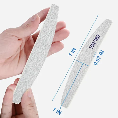 Vista 7 de Limas de uñas (paquete de 50), lima de uñas de madera de grano 100/180, lima de uñas de doble cara de madera Emory para uñas naturales, profesional