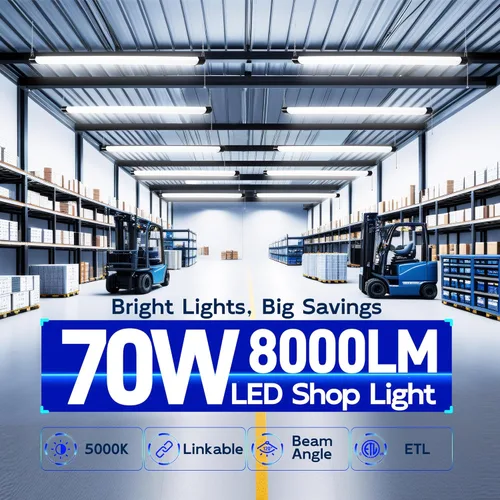 Vista 2 de hykolity Luz LED de Taller de 4 Pies 70W Enlazable, 8000lm (Equivalente a 300W), 5000K Luces de Taller de Utilidad para Garajes, Talleres, Sótanos