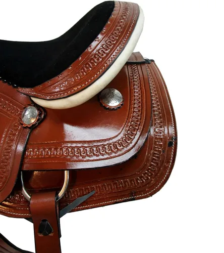 Vista 4 de Western Saddle Barril Racing Caballo Placer Floral Tooled Cuero Trail Tack Cowboy Rodeo Set 15 16 17 18