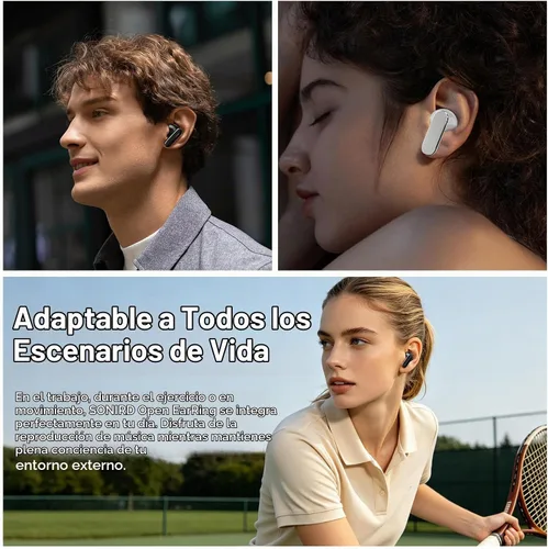 Vista 7 de Auriculares Bluetooth,Auriculares inalámbricos con pantalla táctil Blanco