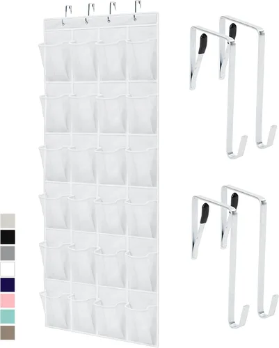 Vista 19 de Gorilla Grip - Zapatero para colgar en la puerta, 24 bolsillos de malla para sostener hasta 40 libras, organizador para parte trasera del armario