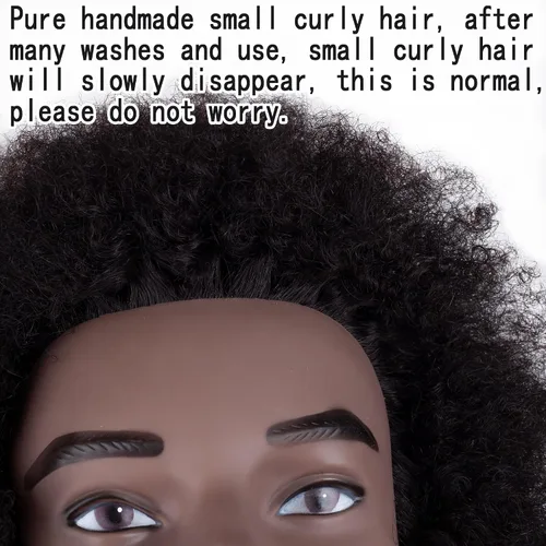 Vista 4 de Cabeza de maniquí afro macho de 6 pulgadas, 100% cabello humano, cabello rizado, tipo 4A, para trenzar, peluquería, cabeza de entrenamiento