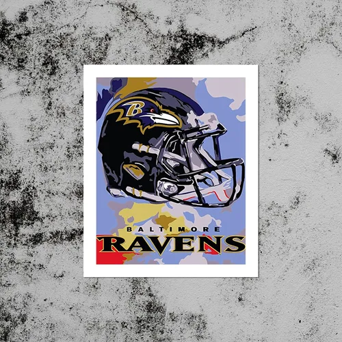 Vista 3 de Póster de fútbol americano de Baltimore City Ravens, diseño deportivo, arte de pared, diseño impreso, obra de arte de decoración del hogar