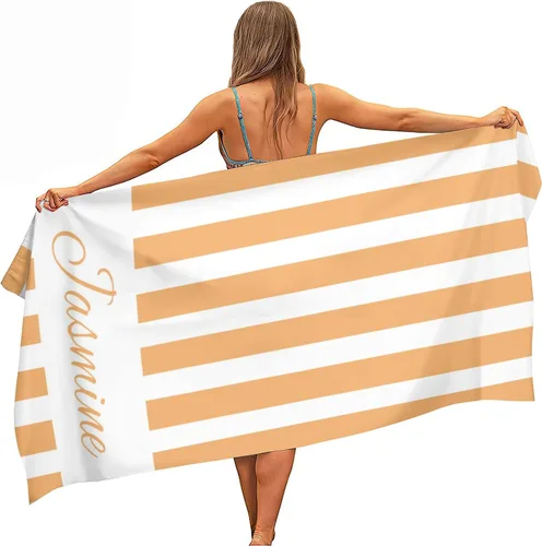Vista 8 de Toallas de playa personalizadas para niños y adultos, toallas de playa a rayas personalizadas con nombre, toallas de microfibra sin arena