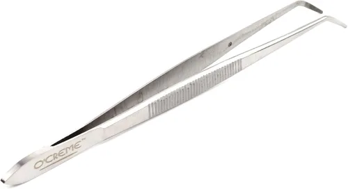Vista 6 de O'Creme - Pinzas de cocina de acero inoxidable con punta fina Precision plating tongs in purple, 6.25 inches long — ideal for garnishing, plating