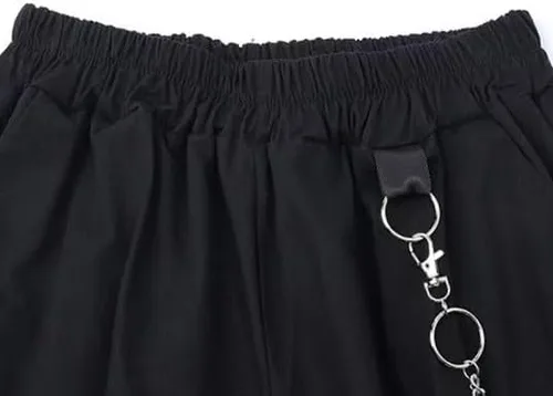 Vista 5 de Kisswow Pantalones cargo para mujer, pantalones cargo holgados con cadena
