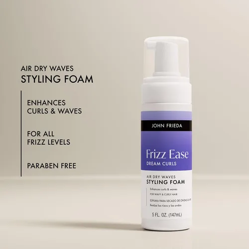 Vista 4 de John Frieda Frizz Ease Dream Curls Air Dry Wave - Espuma para cabello rizado u ondulado, 5 onzas líquidas