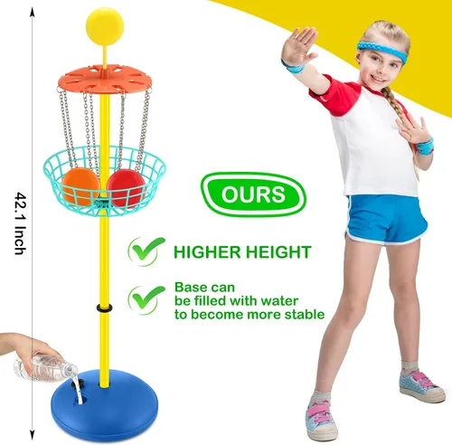 Vista 2 de Meooeck 42 Inches Mini Disc Golf Baskets with 10 Flying Discs Golf Starter Set for Indoor Outdoor Yard and Beach