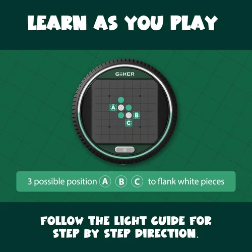 Vista 3 de GiiKER Super Reversi - Juego de mesa electrónico de estrategia con oponente de IA, rompecabezas lógico inteligente y desafío cerebral para niños