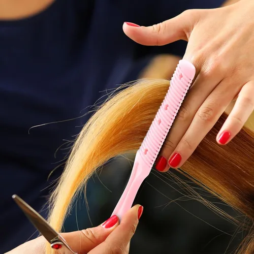 Vista 4 de Glamlily Juego de peine de afeitar para adelgazar el cabello, recortadora de extremo dividido, peine adelgazante sin esfuerzo, paquete de 4 a 7.1 x