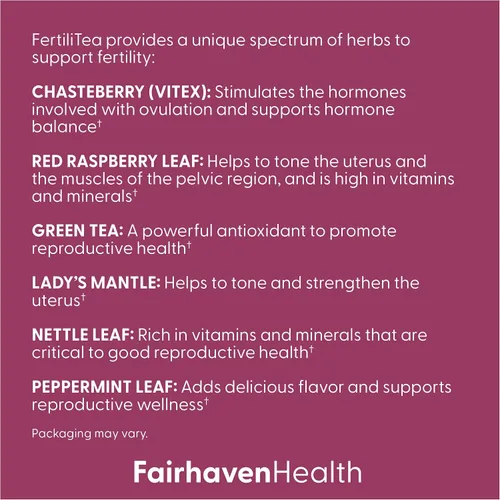 Vista 4 de Fertilitea: té de fertilidad orgánico, 60 porciones, contiene Vitex