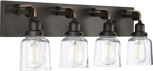 Vista 35 de Progress Lighting Rushton Collection - Lámpara de tocador de baño de cristal transparente (1 lámpara), níquel cepillado