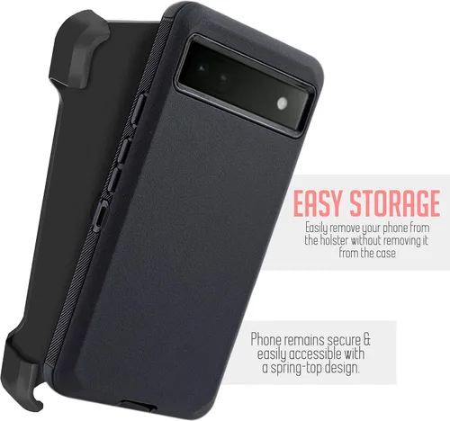 Vista 6 de Funda para Google Pixel 6A 5G 2022 [grado militar] con funda de clip para cinturón, funda protectora resistente a prueba de golpes, resistente al