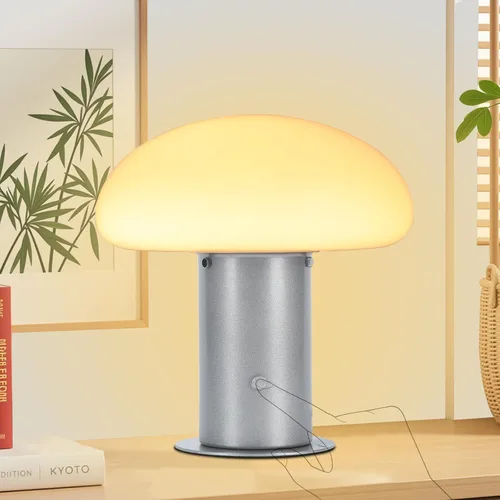 Vista 7 de Lámpara de hongo, lámpara de mesa retro con interruptor de control táctil, lámpara de mesita de noche regulable de 3 vías para dormitorio y sala
